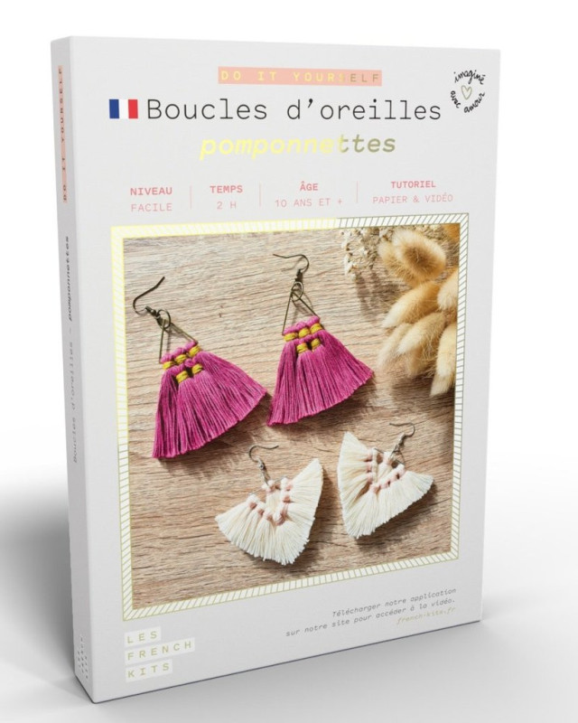 Kit créatif DIY - Boucles d'oreilles - Pomponnette - Mercerine