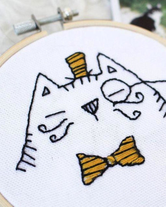 Kit broderie créatif - Monsieur Chat - Mercerine