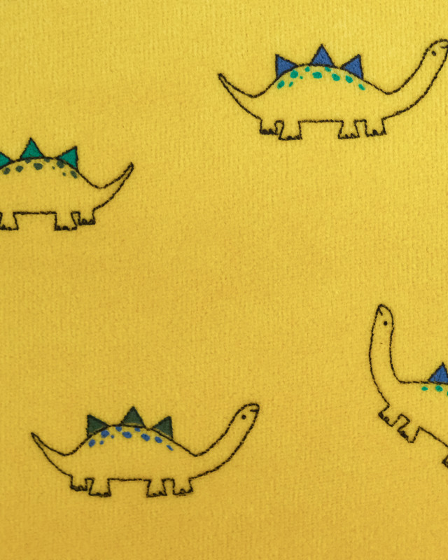 Tissu bio Pyjama éponge Dino Jaune