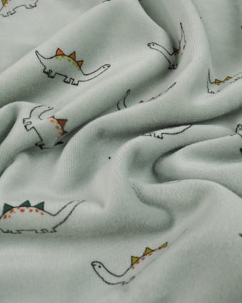 Tissu Tissu bio éponge pyjama Dino Gris - Mercerine