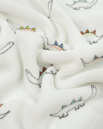 Tissu Tissu bio éponge pyjama Dino écru - Mercerine