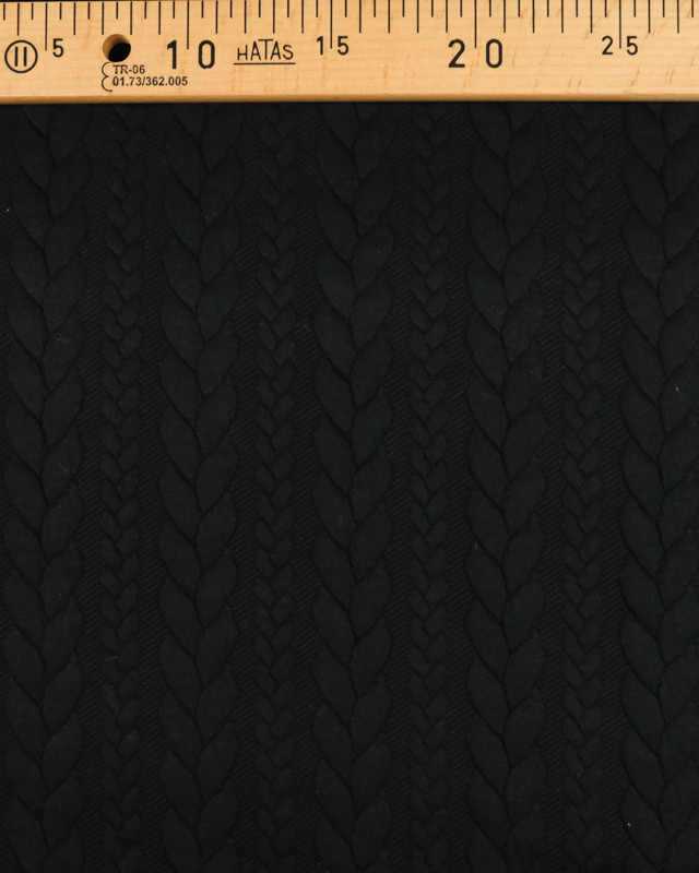 Tissu Sweat Effet Tricot Noir- Mercerine