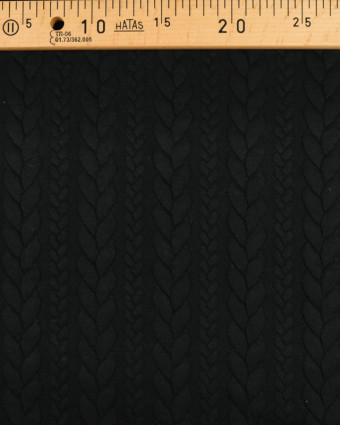 Tissu Sweat Effet Tricot Noir- Mercerine