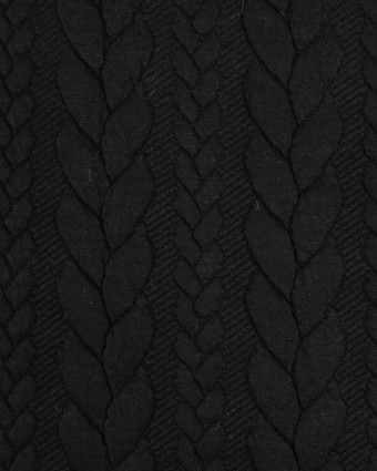 Tissu Sweat Effet Tricot Noir- Mercerine