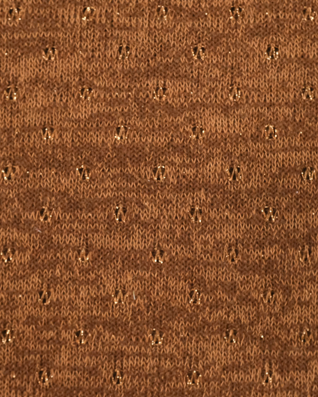 Tissu au mètre : Maille Motif Ajouré Lurex camel - Mercerine