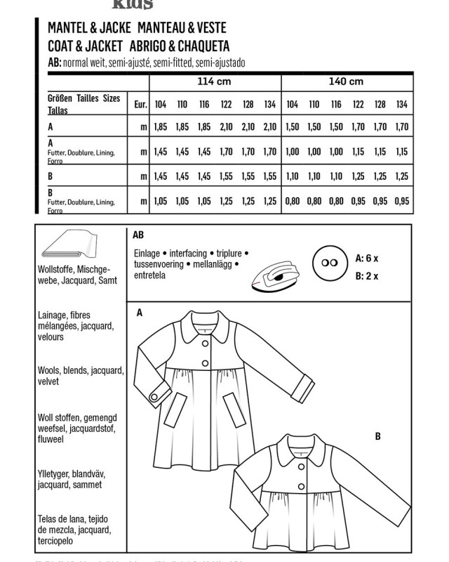 Patron de couture - Burda 9268 - Veste et Manteau - Enfant