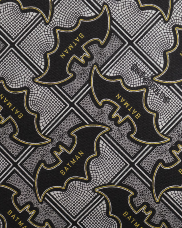 Tissus Coton - Batman - Logo - Carreaux gris
