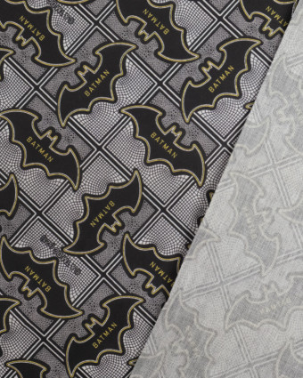 Tissus Coton - Batman - Logo - Carreaux gris