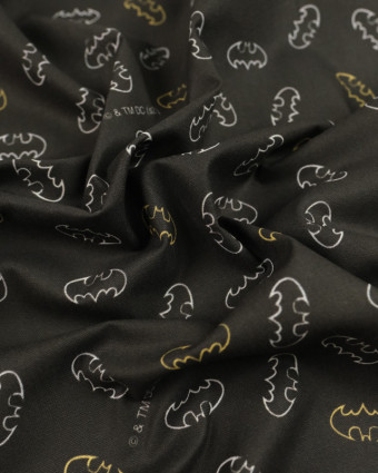 Tissu coton logo noir Batman - Mercerine