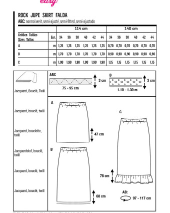 Patron de couture - Jupe forme ajustée - Ceinture élastiquée - Burda 6073