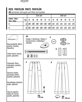 Patron couture - Pantalon avec pinces et ceinture - Burda 6079