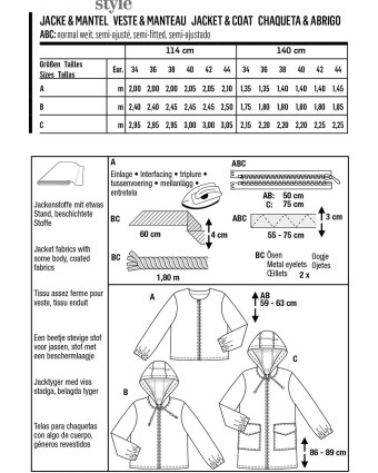 Patron de couture - Vestes - Manteau - Sportifs - Burda 6088
