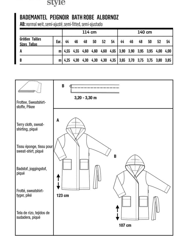 Patron Peignoir avec capuche Burda 6094