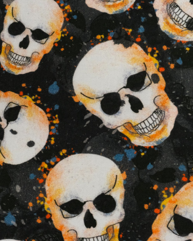 Tissu Coton Halloween crânes Bio Oeko-tex - Mercerine