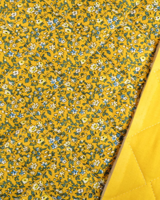 Tissu imprimé : coton matelassé Leonie Jaune Oeko-tex - Mercerine