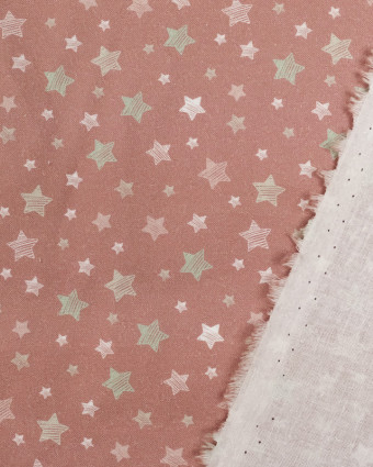 Tissu coton imprimé : étoiles fond rose - Mercerine