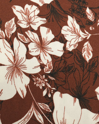 Tissu Twill Viscose Fleurs Automnales - Imprimée en France  - Mercerine -  Mercerine